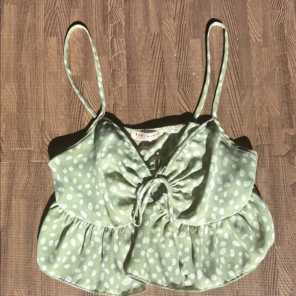 FOREVER 21 GREEN AND WHITE TIE FLOWY TANK TOP SIZE MEDIUM - Picture 1 of 3